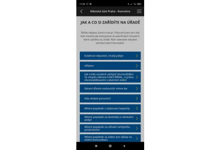 Jak si zařídit - snímek mobilní aplikace